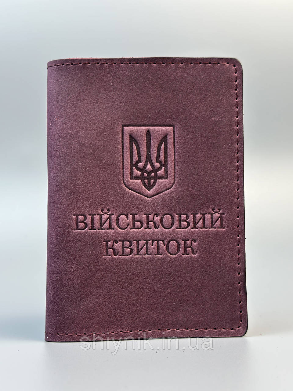 Шкіряна обкладинка для посвідчення ВІЙСЬКОВИЙ КВИТОК бордовий