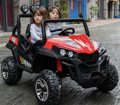 Потужний червоний електромобіль джип для дітей / Радіокерований баггі електрокар з EVA колесами MP3 FM 90W 12V