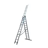 Драбина алюмінієва трисекційна GTM KME312 3x12 сходинок 3.26-8.12м (KME312)