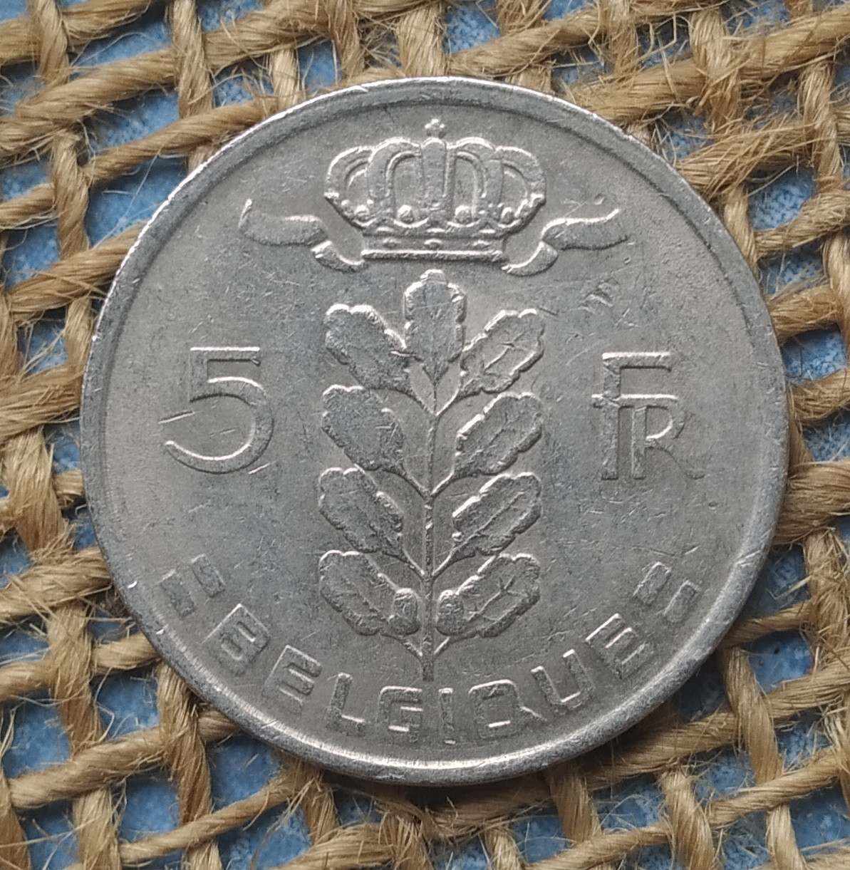 5 франкiв 1977 року. Бельгiя
