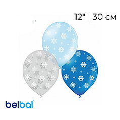 Принт 341 BELBAL-ББ 12" Новий рік - сніжинки асорті