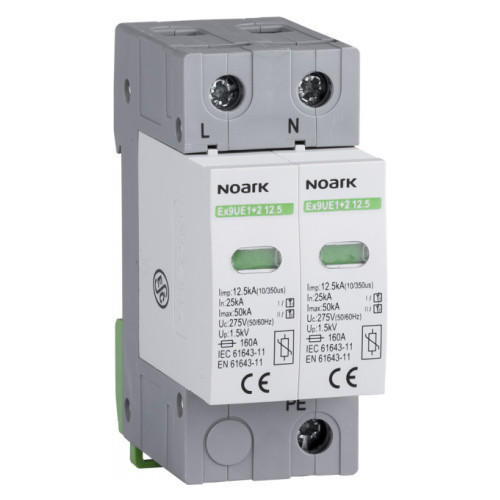 Обмежувач імпульсної перенапруги ОПН Ex9UE клас 1+2 (B+C) 12.5 2P 275V AC Noark 103336 plug-in технологія