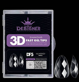 Гелеві типси (120шт), Дизайнер 3D Diamond Fast Gel Tips DF5 Almond small для нарощування нігтів