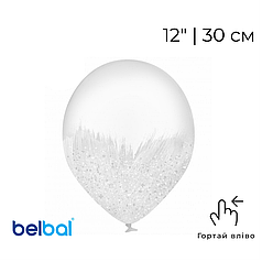 Принт 029 BELBAL-ББ 12" Браш біла на прозорому з гліттером