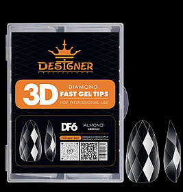 Гелеві типси (120шт), Дизайнер 3D Diamond Fast Gel Tips DF6 Almond medium для нарощування нігтів