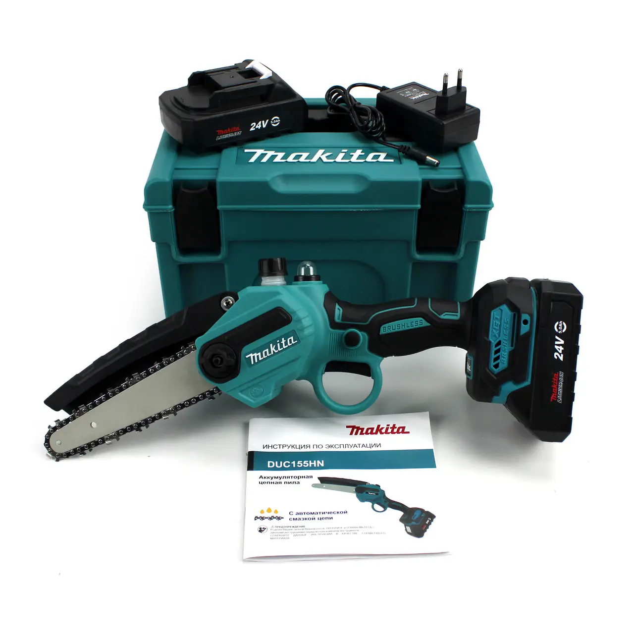 АКБ міні-пила Makita DUC155HN (24V, 4AH) шина 15 см з автоматичним змащенням ланцюга