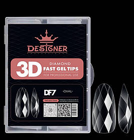 Гелеві типси (120шт), Дизайнер 3D Diamond Fast Gel Tips DF7 Oval для нарощування нігтів