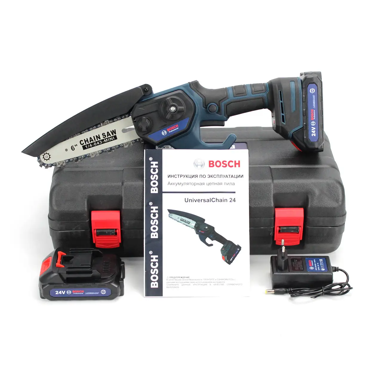АКБ міні-пила Bosch UniversalChain 24 (24V, 4AH, шина 15 см)