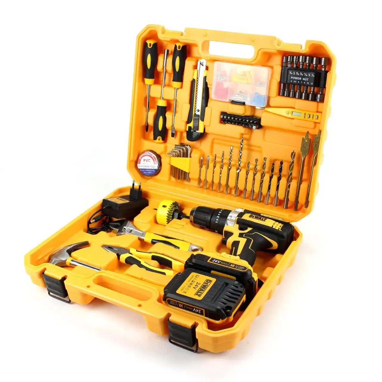 Шуруповерт DeWALT DCD791 (24V, 6Ah) з набором інструментів