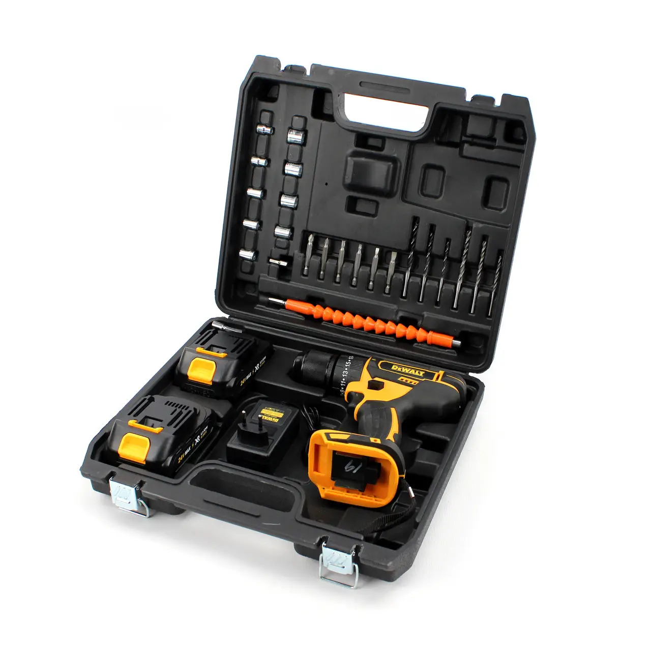 Ударний шуруповерт DeWALT DCD796 (24V, 5Ah) з набором інструментів, металевий патрон 13 мм