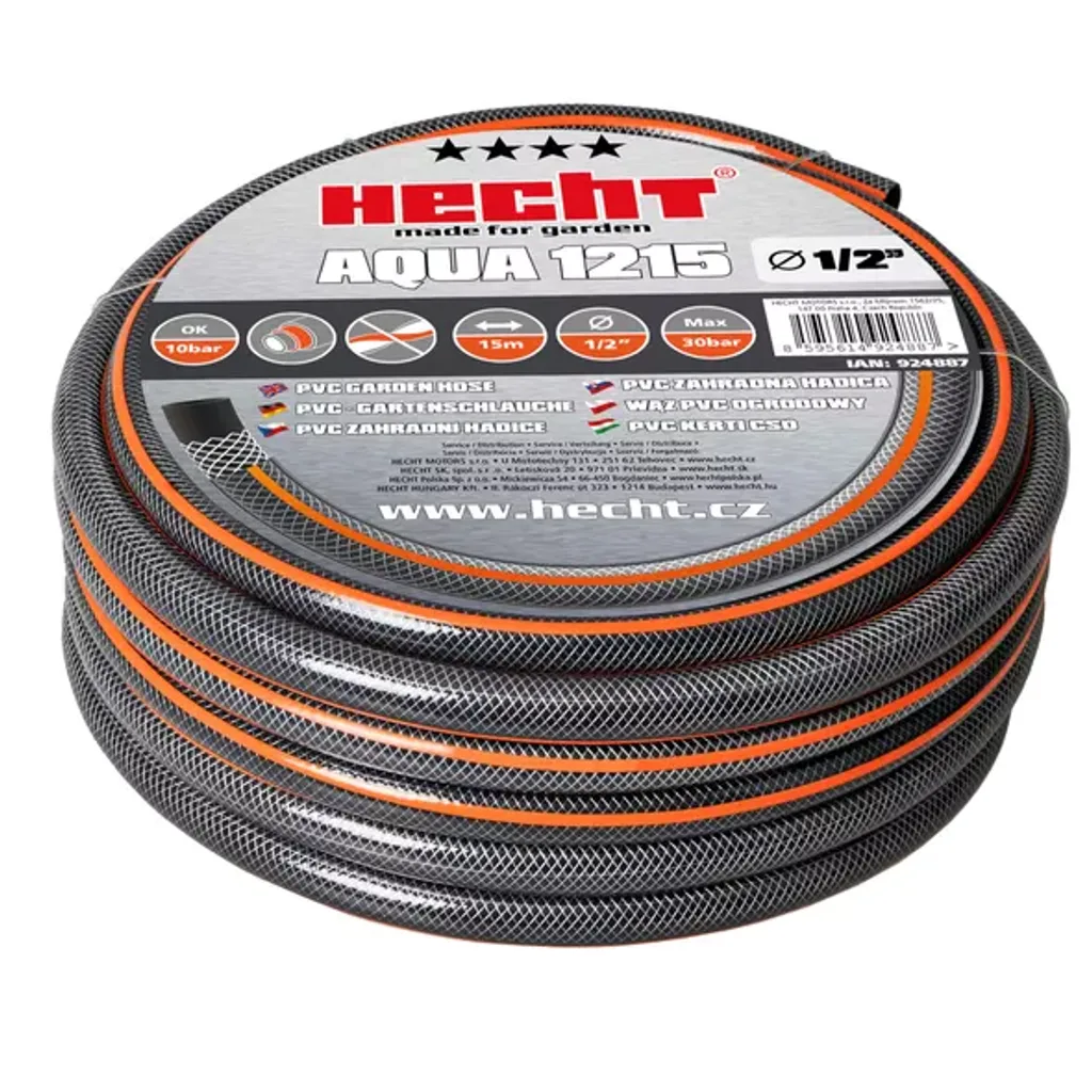 Садовий шланг HECHT AQUA 1215, шланг 15 м, трислойний шланг 1/2", шланг для поливу alor, фото 1