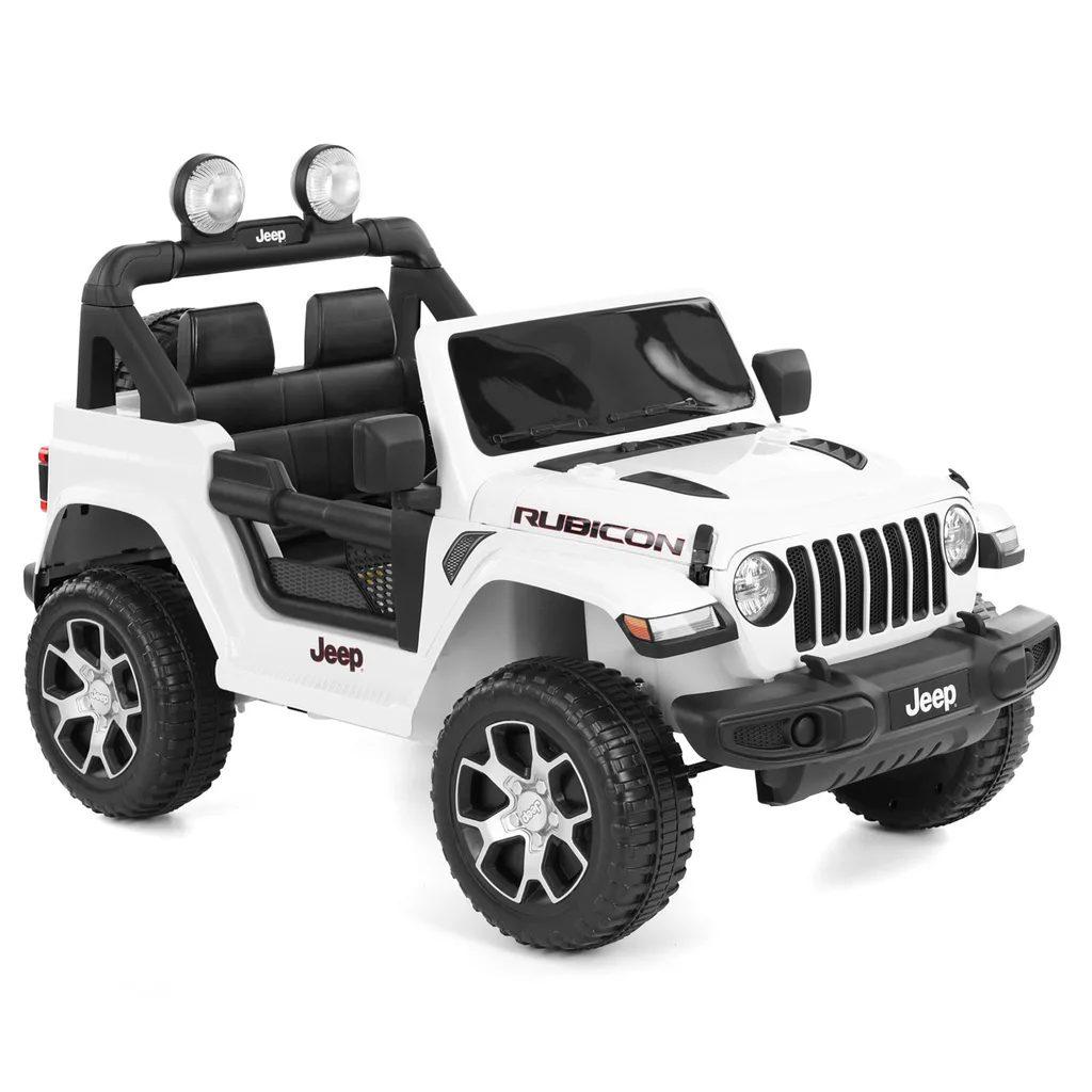 Дитячий електромобіль Jeep Wrangler Rubicon White, Машина з ліцензією та музикою alor, фото 1