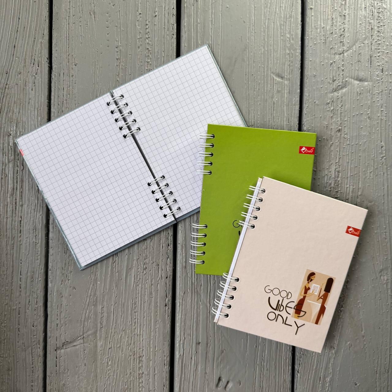 Блокнот А6, 72 аркуша, тверда палітурка, блок офсет 60 г/м2, клітинка, на пружині, клітинка, фото 1