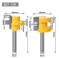 Фрези по дереву для зрощування пазо-шипові Ø28.6 мм (хвостовик 6 мм) 2 шт