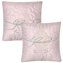 Набір декоративних подушок Великдень 2 шт 40х40см святковий декор з вишивкою беж IDEIA