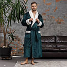 Готельний чоловічий махровий турецький довгий халат з капюшоном, Халати банні чоловічі, фото 10