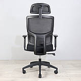 Офісне крісло сітчасте з підголівником Концепт Richman чорне поворотне на коліщатках, фото 2