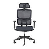 Офісне крісло сітчасте з підголівником Концепт Richman чорне поворотне на коліщатках, фото 5