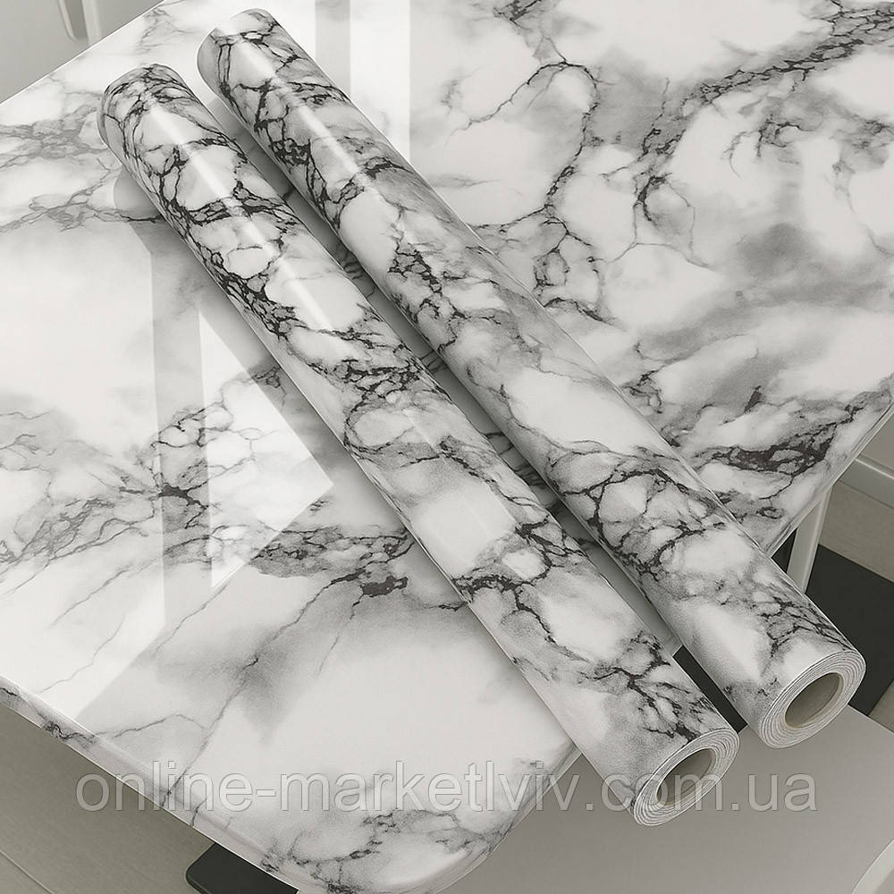 Комплект 2 рулона Самоклеюча плівка 5м х 60см, під мармур / Кухонна плівка для поверхонь, фото 1