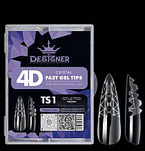 Гелеві типси 120 шт/уп Дизайнер 4D Crystal Fast Gel Tips Stiletto Medium TS1 з шипами для нарощування нігтів