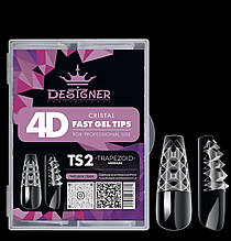 Гелеві типси 120 шт/уп Дизайнер 4D Crystal Fast Gel Tips Trapezoid Medium TS2 із шипами для нарощування нігтів