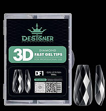 Гелеві типси (120шт), Дизайнер 3D Diamond Fast Gel Tips DF1 Ballerina small для нарощування нігтів