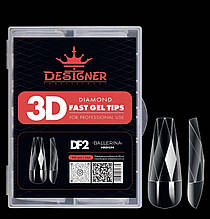 Гелеві типси (120шт), Дизайнер 3D Diamond Fast Gel Tips DF2 Ballerina medium для нарощування нігтів