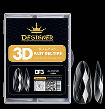 Гелеві типси (120шт), Дизайнер 3D Diamond Fast Gel Tips DF3 Almond large для нарощування нігтів