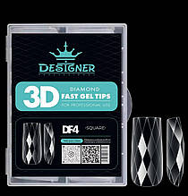 Гелеві типси (120шт), Дизайнер 3D Diamond Fast Gel Tips DF4 Square для нарощування нігтів
