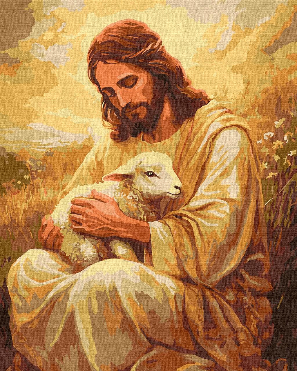 Картина за номерами Релігія. Ісус обіймає вівцю 40*50 см Ідейка KHO 8531, фото 1