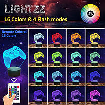 Lightzz 3D Gamepad Night Light, ігрова консоль Illusion Lamp з пультом дистанційного керування + Touch 16 ц, фото 5
