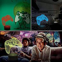 Lightzz 3D Gamepad Night Light, ігрова консоль Illusion Lamp з пультом дистанційного керування + Touch 16 ц, фото 6