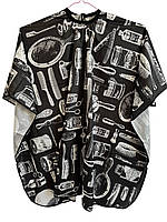 Пеньюар перукарський Proline з принтом інструментів, чорний