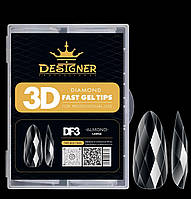 Гелеві типси (120шт), Дизайнер 3D Diamond Fast Gel Tips DF3 Almond large для нарощування нігтів