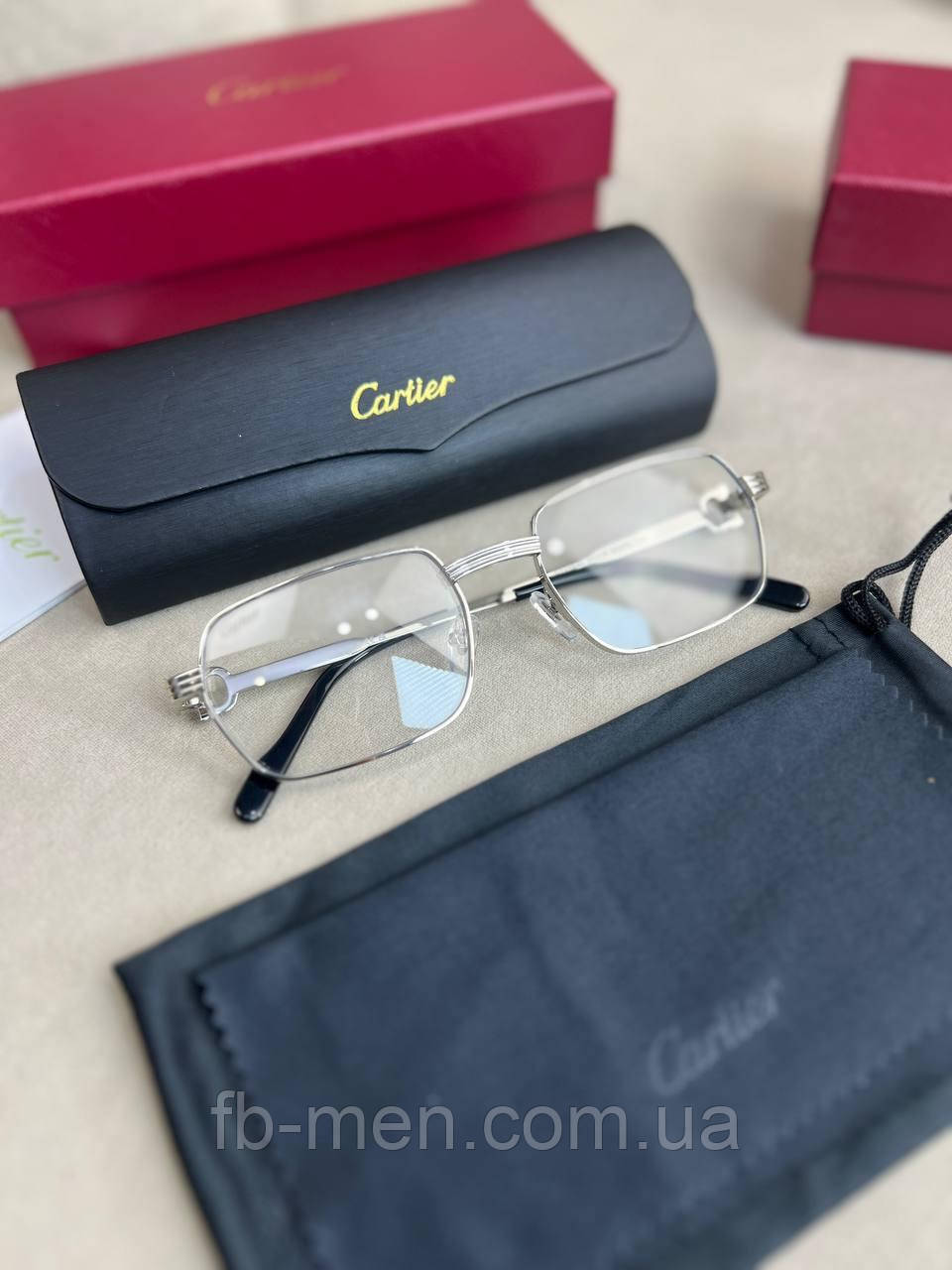Окуляри Cartier CT4830 іміджеві прозорі скла срібляста оправа