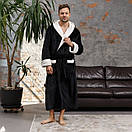 Готельний чоловічий махровий турецький довгий халат з капюшоном, Халати банні чоловічі, фото 6