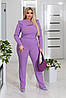 Р-ри 46-56 Жіночий трикотажний костюм лонгслів із крильцями та штани, фото 3