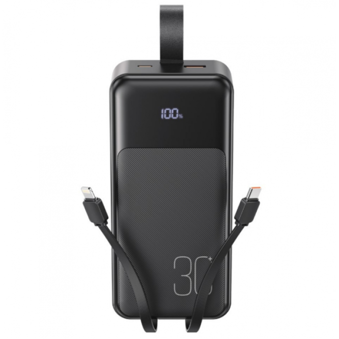 Зовнішній акумулятор Power bank XO PR250 30000 mAh PD20W+QC22.5W зі швидким заряджанням, дисплеєм і кабелями