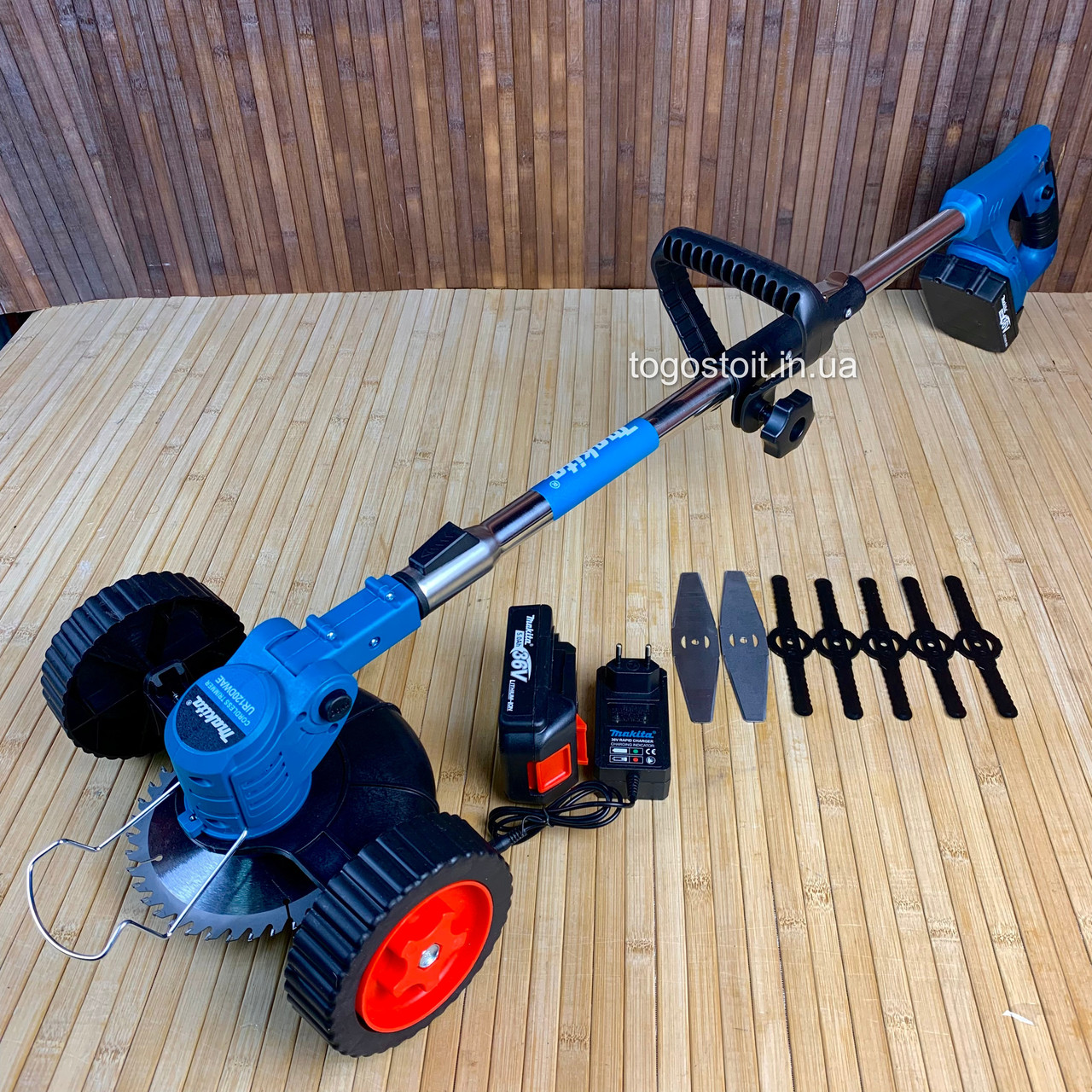 Акумуляторна коса з колесами Makita UR120DWAE (36V, 5AH) для трави, акумуляторна газонокосикла Макіта