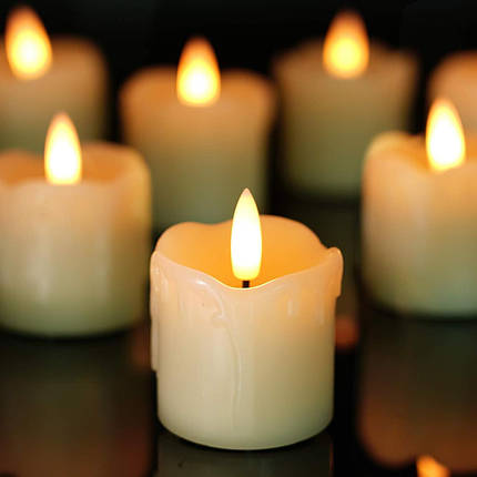 Homemory Flameless Tealights Свічки-підсвічники з таймером, справжній віск, реалістичні свічки на батарейках, 6, фото 1