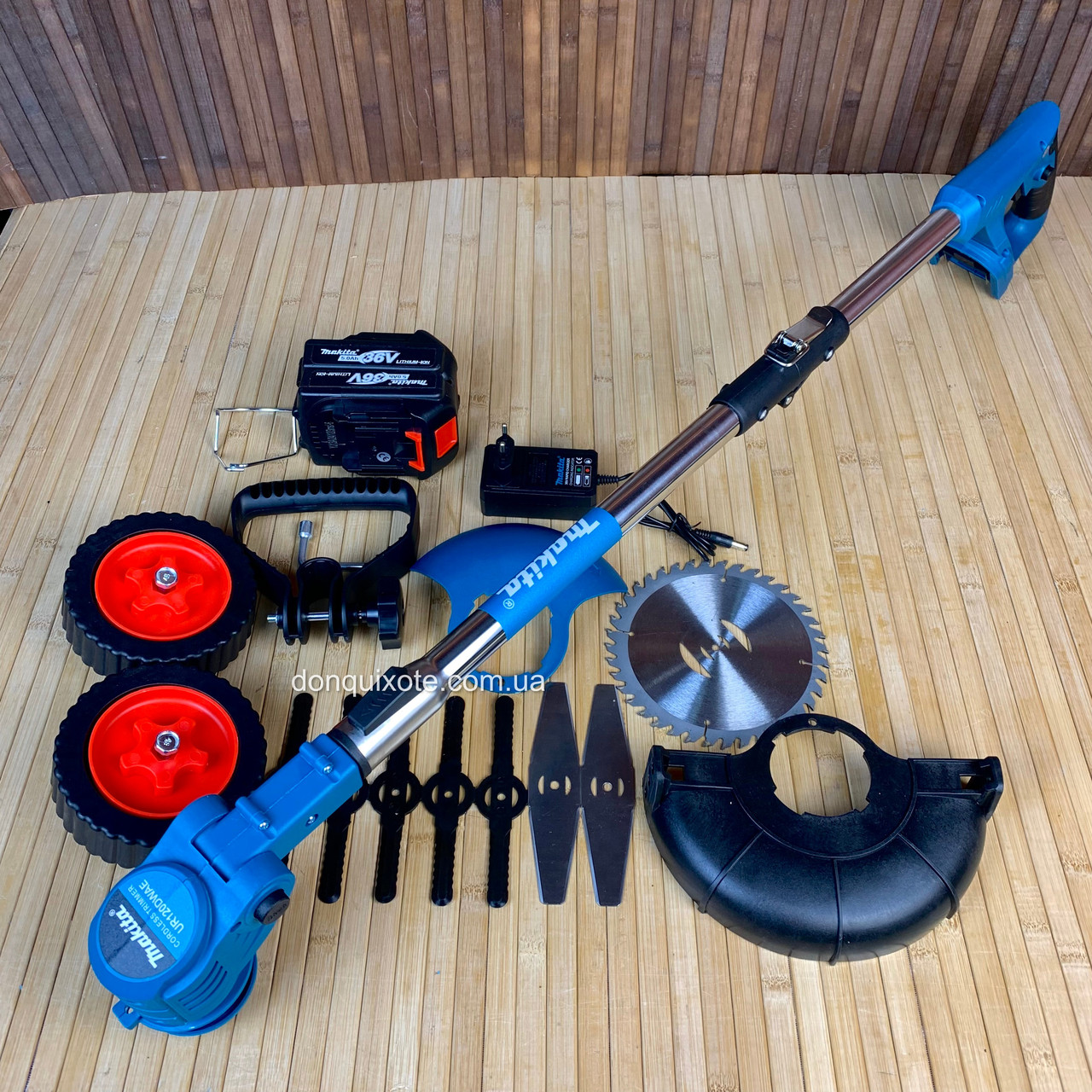 Акумуляторний тример для трави Makita UR120DWAE (36V, 5AH) з колесами, акумуляторна коса макіта
