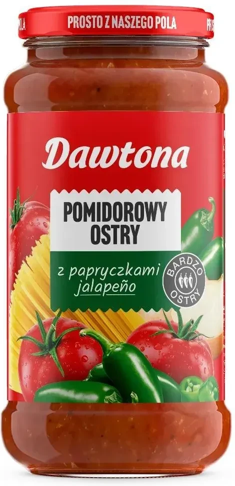 Соус томатний гострий з перцем халапеньйо Dawtona, 520 мл, Польща, соус для пасти, макаронів, фото 1