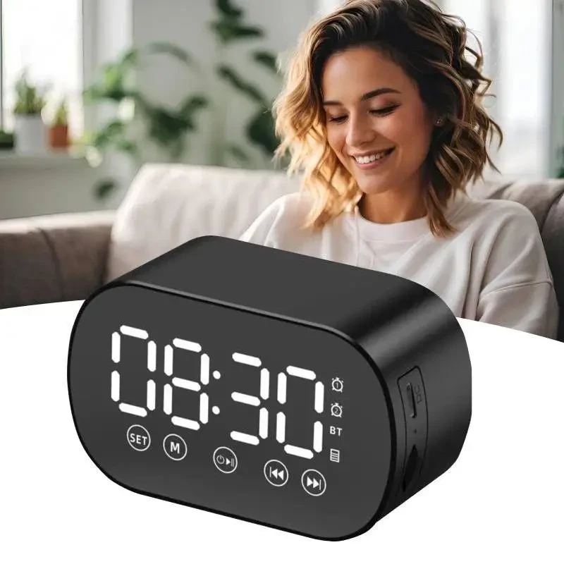 Дзеркальний настільний годинник акумуляторний з колонкою Bluetooth USB S15 S