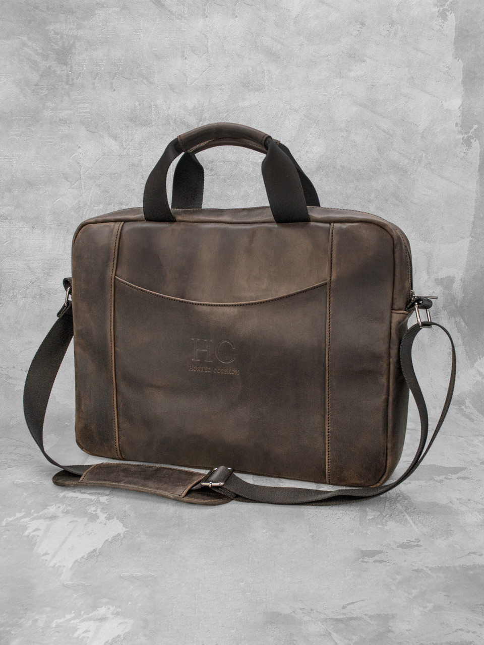 Сумка для ноутбука FAMK з натуральної шкіри crazy horse, Коричневий, фото 1