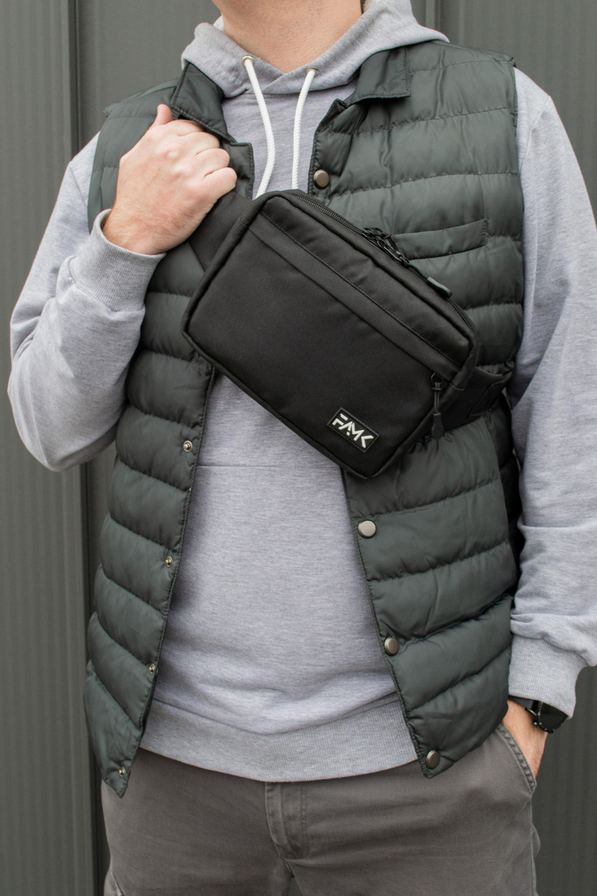 Сумка на пояс (Бананка) для чоловіків та жінок Famk R3, Чорний, фото 1