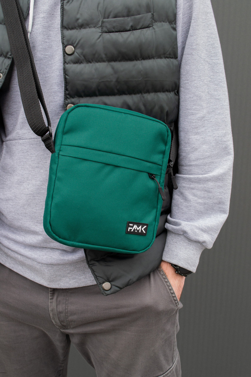 Чоловіча сумка месенджер (через плече) Famk , Темно-зелений, фото 1