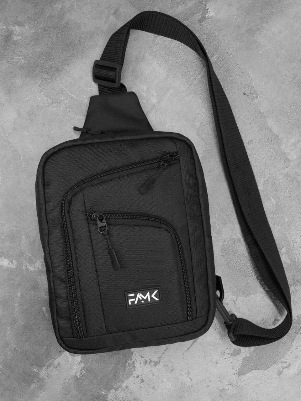 Чоловіча сумка нагрудна (слінг) Famk , Чорний, фото 1