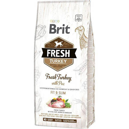 Корм сухий Brit Fresh Turkey Pea Adult Fit для дорослих собак з зайвою вагою з індичкою та горохом 2.5 кг, фото 1