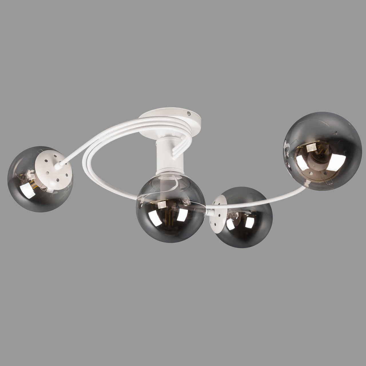 Біла стельова люстра з кулями (61-LX04-4 WH+BK)