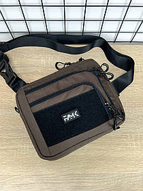 Сумка трансформер 3в1 FAMK (сумка через плече, нагрудна - слінг, бананка) для чоловіків та жінок, Коричневий